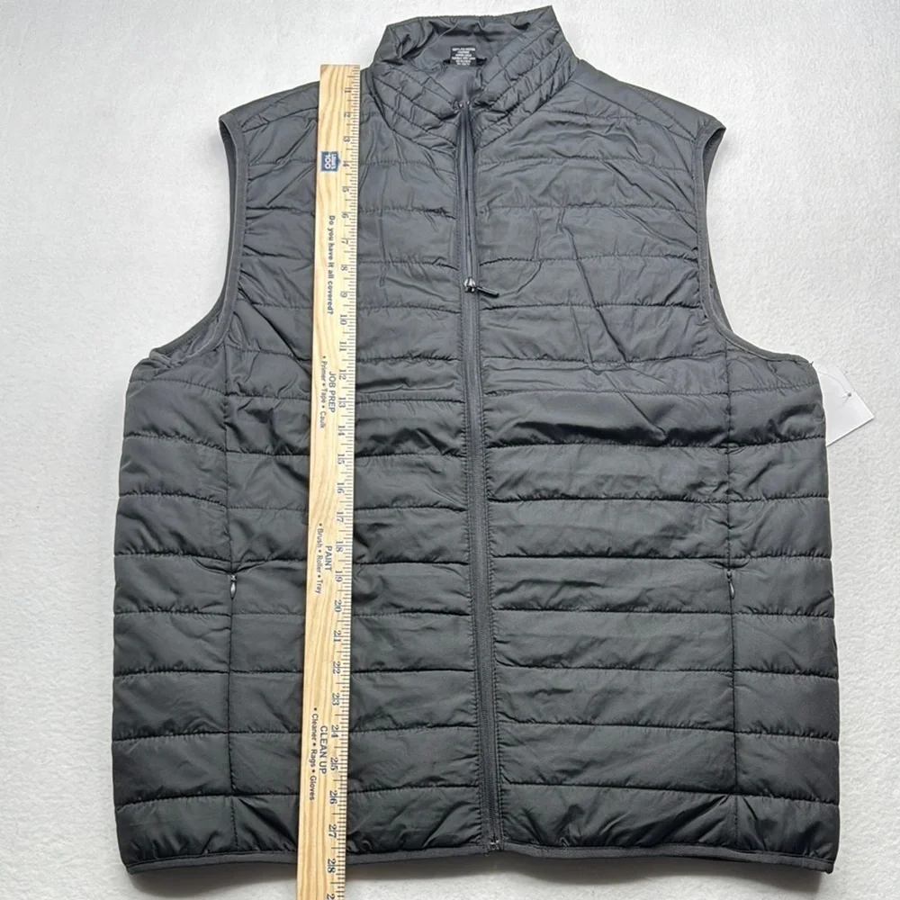 Men’s Black Quilted Puffer Vest with High Collar full zip up lightweight jacket